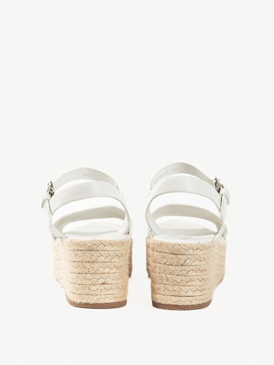 Prada Bianco Vitello Montana Leather Espadrille Wedge Sandals - Picture 3 of 10